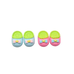 Pair of miniature resin toy slippers in pink and blue for DIY phone case accessories