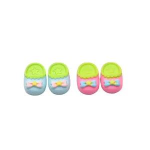 Miniature simulation resin slipper charms in blue and pink for DIY phone case decor
