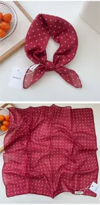 Red polka dot cotton linen square scarf neckerchief hair band stylish fashion accessory