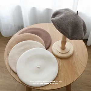 Clásica boina de lana para mujer, retro vintage invierno otoño sombrero de pintor, elegante.