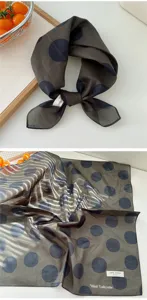 Cotton polka dot small square scarf, retro style neckerchief for women spring and summer.