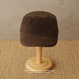 Vintage brown suede flat top cap for women, retro british style newsboy hat autumn winter.