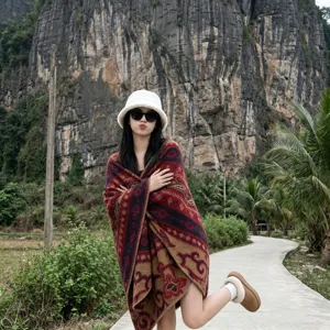 Ethnisch dicker Paisley Schal Decke Wickeltuch Damen Winter Reise Mode Oberbekleidung