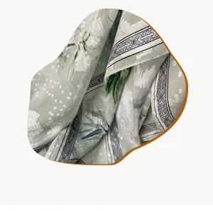 Close-up detail of Chinese style green hollow cut-out bamboo print women fashion scarf