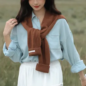 Geknoteter Strick Schal Damen Herbst Koreanischer Stil Vielseitiger Schulter Umhang