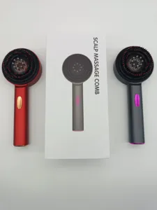 Electric scalp massage comb with red light therapy, portable hair care liquid applicator.