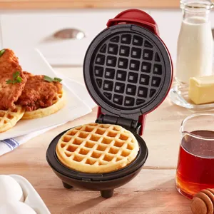 Mini piastra per waffle rotonda compatta per preparare colazioni veloci e deliziose a casa.