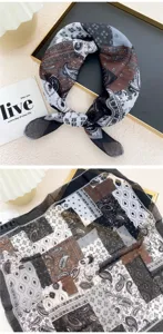 58cm paisley print square scarf cotton linen neckerchief vintage hair band for women