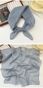 Cotton linen polka dot square scarf breathable soft summer mini neckerchief vintage style 58cm