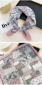 58cm paisley cotton linen square scarf women print neckerchief vintage head wrap chic