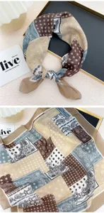 Paisley print square scarf cotton linen neckerchief vintage headband stylish spring accessory