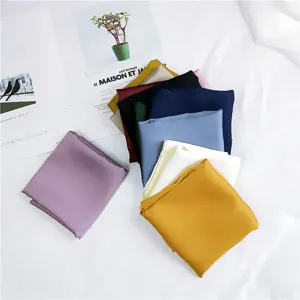 Solid color small square silk scarf for women, elegant fashion neckerchief and head wrap.