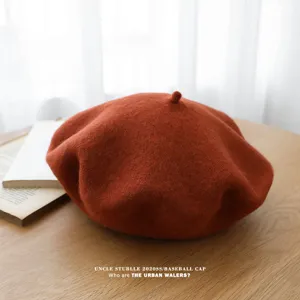 Boina clásica de lana para mujer, sombrero de pintor retro otoño invierno elegante chic.