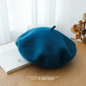 Sombrero de boina de lana clásica para mujer, gorra de pintor francesa retro.