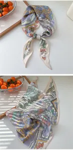 Vintage floral silk scarf for women stylish hair accessory and neck wrap spring fashion.