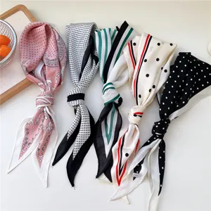 Women Fashion Polka Dot Polyester Scarf Geometric Printed Hair Band Versatile Neck Scarf Casual Daily Decorative Accessories