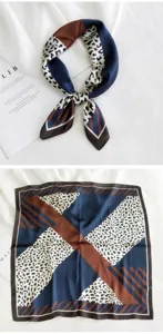 Pañuelo cuadrado de seda para mujer de 70cm con elegante diseño estampado leopardo.