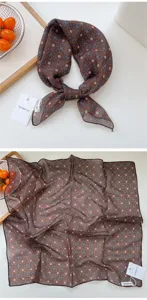 Retro geometric floral print cotton linen small square scarf women fashion neckerchief hair band
