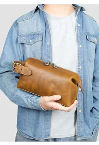 Sac pochette homme en cuir veritable vintage decontracte grande capacite pour usage quot