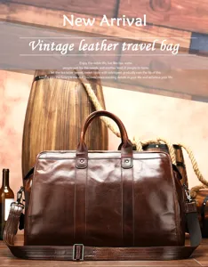 Vintage leren reistas voor heren grote capaciteit duffel bag olie leer weekender