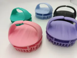 Silicone scalp massage shampoo brush with handle for hair washing and bath relaxation 1pc