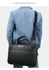 Borsa da lavoro da uomo in pelle vera retro casual borsa per computer con tracolla.