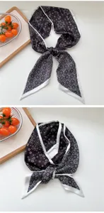 Bufanda fina de seda con estampado cachemir elegante para mujer, accesorio para cuello.