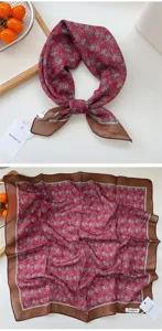 Cotton linen square scarf for women summer travel neckerchief stylish hair band 55cm