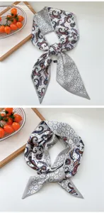 Pañuelo de seda estrecho largo cachemira mujeres elegante cinta de cuello accesorio de camisa