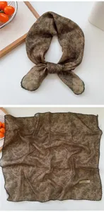Foulard carré en coton et lin rétro bandana cache-vent polyvalent bandeau pour femmes.