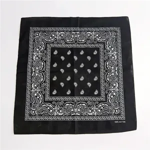 Classic black cotton paisley bandana square scarf stylish vintage hip hop head wrap for women
