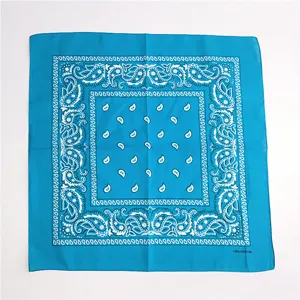 Turquoise paisley cotton bandana square scarf, classic printed headscarf for hip hop style.