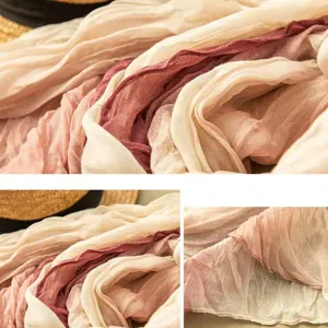 Knitteriger Farbverlauf Leinen Schal Boho Stil leichtes Tuch Wüste Kopftuch Halstuch