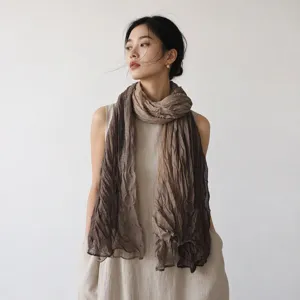 Damen Mode Plissierter Gradient Schal Leichter Polyesterseide Shawl Wüstentuch Casual Halstuch Wrap