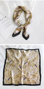 Pañuelo cuadrado de seda con estampado de cadena clásica elegante pañuelo para mujer moda