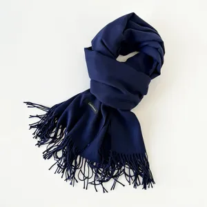 Klassischer dunkelblauer Kaschmir Gefühl Winter Fransen Schal Damen weicher warmer Schal