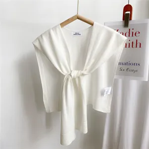 Solid color knitted small shawl women summer outerwear air-conditioned room shoulder-hugging