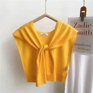 Solid color knitted small shawl women summer fake collar fashion cute cardigan decoration