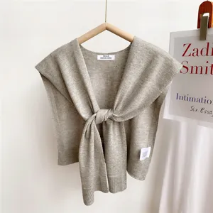 Solid color knitted small shawl women summer outer wear air conditioning room