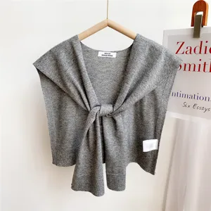 Solid color knitted small shawl for women summer air-conditioned room decorative fake collar