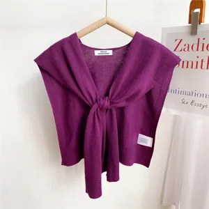Purple knitted small shawl summer air conditioning room cape fashion versatile top accessory