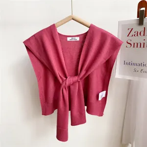Women Knitted Shawl Solid Color Tied Scarf Summer Air Conditioning Room Outerwear Fashion