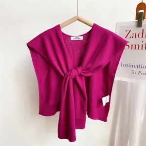 Solid color knit small shawl women summer outer wear air conditioning room shoulder accessory