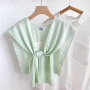 Solid color knitted small shawl women summer outerwear air conditioning room shoulder wrap stylish top