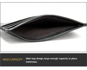 Schwarzer Kreditkartenetui Detailansicht aus Echtleder, minimalistische Brieftasche.