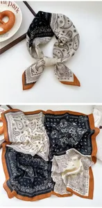 Nahaufnahme der feinen Details des klassischen Paisleymuster-Halstuchs im eleganten Design.