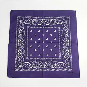 Purple paisley bandana 100% cotton square scarf hip hop head wrap hair band fashion accessory.