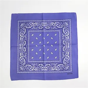 Purple cotton paisley bandana square scarf for women fashion hip hop headwear styling.