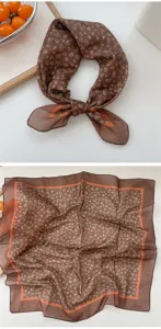 Breathable floral cotton linen square scarf for women, stylish neckerchief and head wrap.
