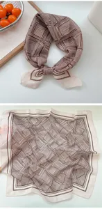 Piccolo fazzoletto quadrato in cotone e lino traspirante, foulard estivo geometrico vintage.